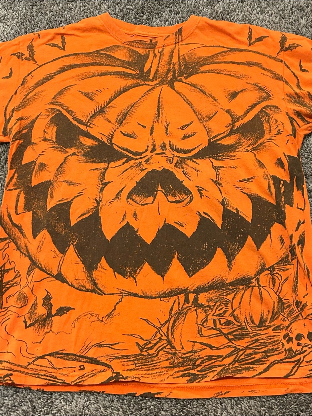 Vintage Y2K Orange Jack-o-lantern Tshirt, Size M- 31